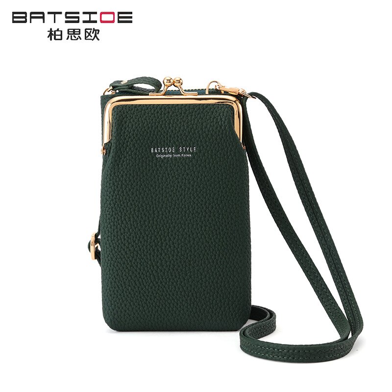 Batsioe-Bolso de teléfono para mujer, Cartera de estilo coreano de gran capacidad, longitud media, informal, con cremallera, bandolera Vertical, novedad de: Peacock Green