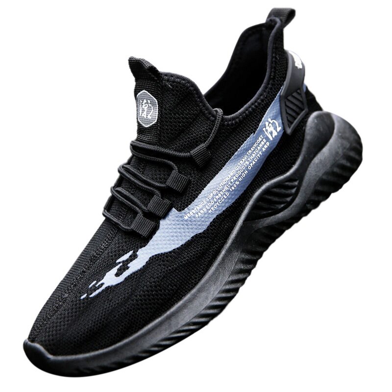 Comfortabele herenschoenen casual herensneakers ademende wandelschoenen lichtgewicht zwarte schoenen veterschoenen hardloopschoenen: Zwart / 41