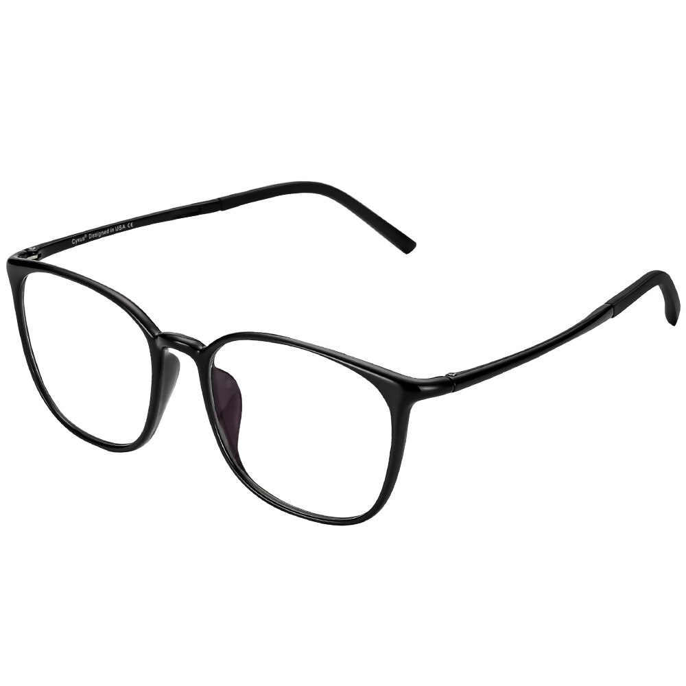 Cyxus Retro, gafas de protección contra luz azul para aliviar la tensión ocular, montura UL Super Flexible, lentes transparentes, Unisex, gafas para ordenador 8061: Black