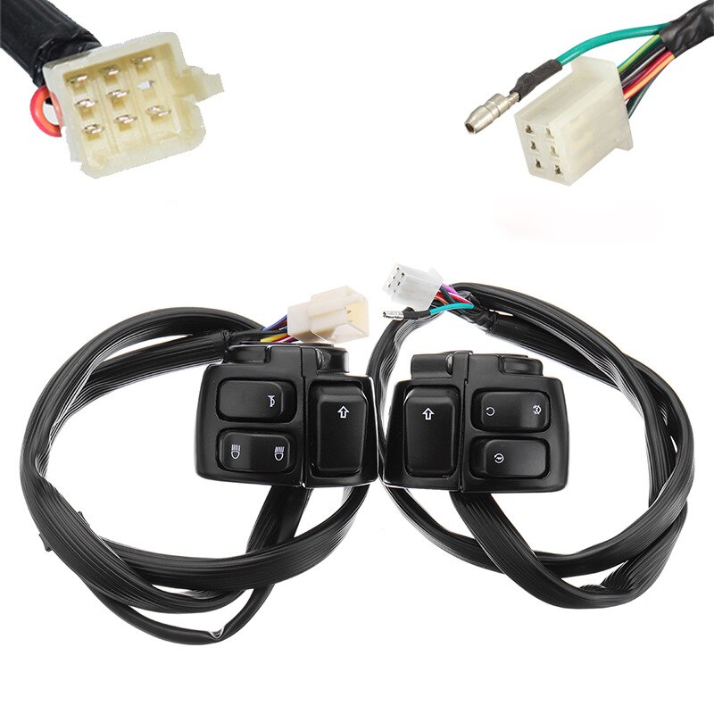 Motorcycle 25mm Handlebar Control Switch Horn Turn Signal Headlight Electric Start Switch Connector Push Button Switch Assembly: Black