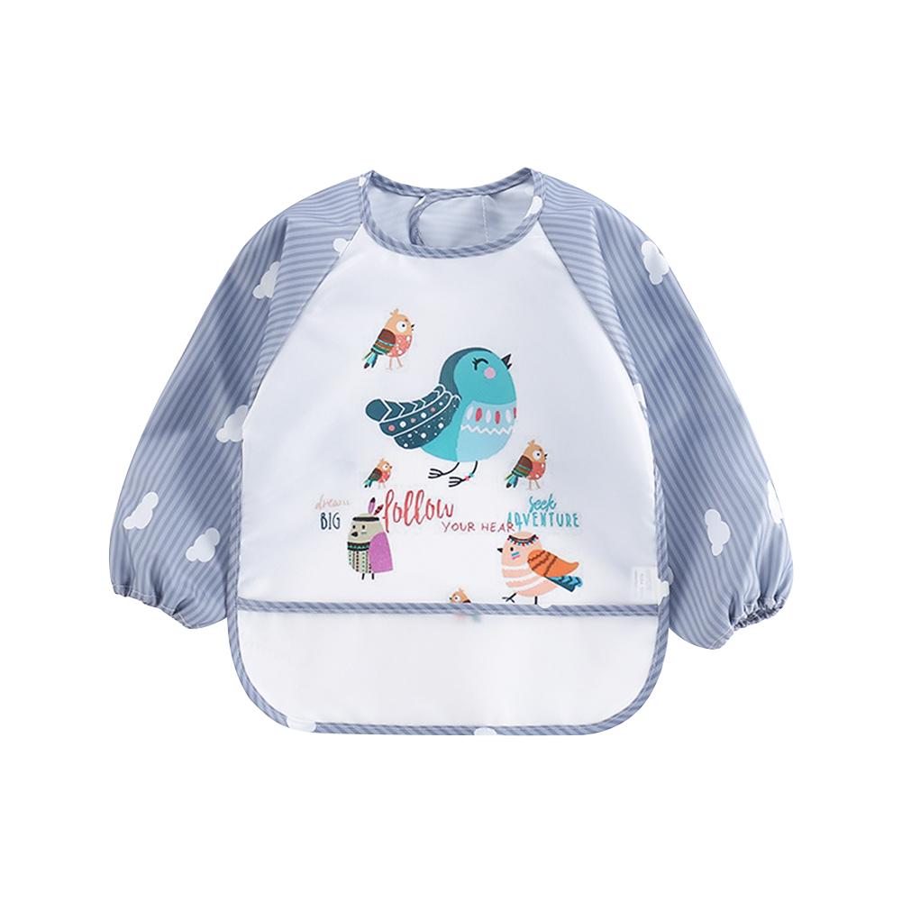 Karikatur Baby Lätzchen Schürze Einstellbar Spucktücher Fütterung mit Langen Ärmeln Baby Zubehör Zeug Nette Tiere bavoir kleinkind freundlicher: Grau