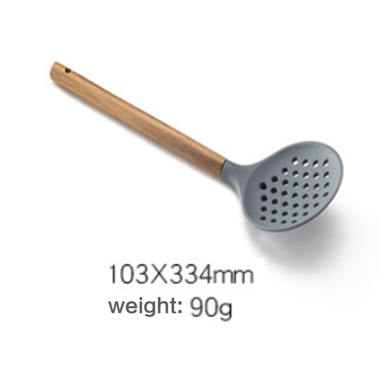 7PCS Silicone Spatulas Cooking Utensils sets Wooden Handle Non-Stick Spatula Spoon Colander Kitchen Cooking Tools Gadget BS: size 3