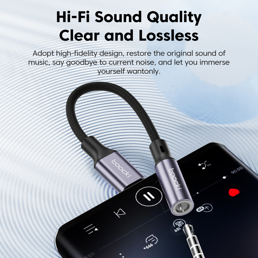 Toocki Typ C do 3,5 mm gniazda słuchawkowego AUX USB C Kabel słuchawkowy Adapter 3,5 Jack Kabel audio do Huawei P20 Xiaomi Mi 13 Samsung