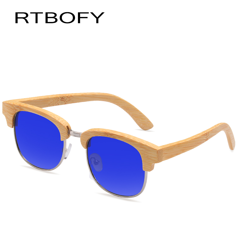 RTBOFY Hout Zonnebril Mannen Retro Trend Zonnebril Voor Mannen UV400 Vintage Gepolariseerde Zonnebril Eyewear Zonnebril