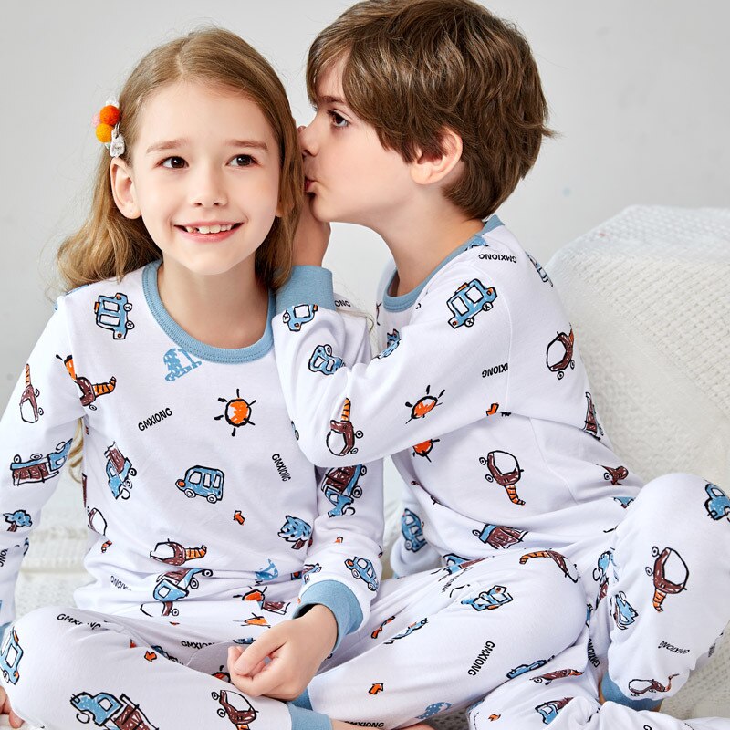 Cartoon Children Long Sleeve Pajamas Boy Girl Spring Autumn Sleepwear Baby Nightwear Suit Child Clothes Kids Lovely Pyjamas Set