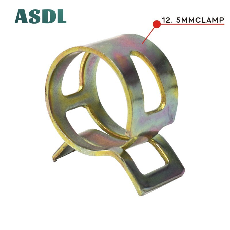 6-13mm fjederbånd type brændstof vakuum slange silikone rør rør klemme clip stål zinkbelagte klemmer #: 12.5mm
