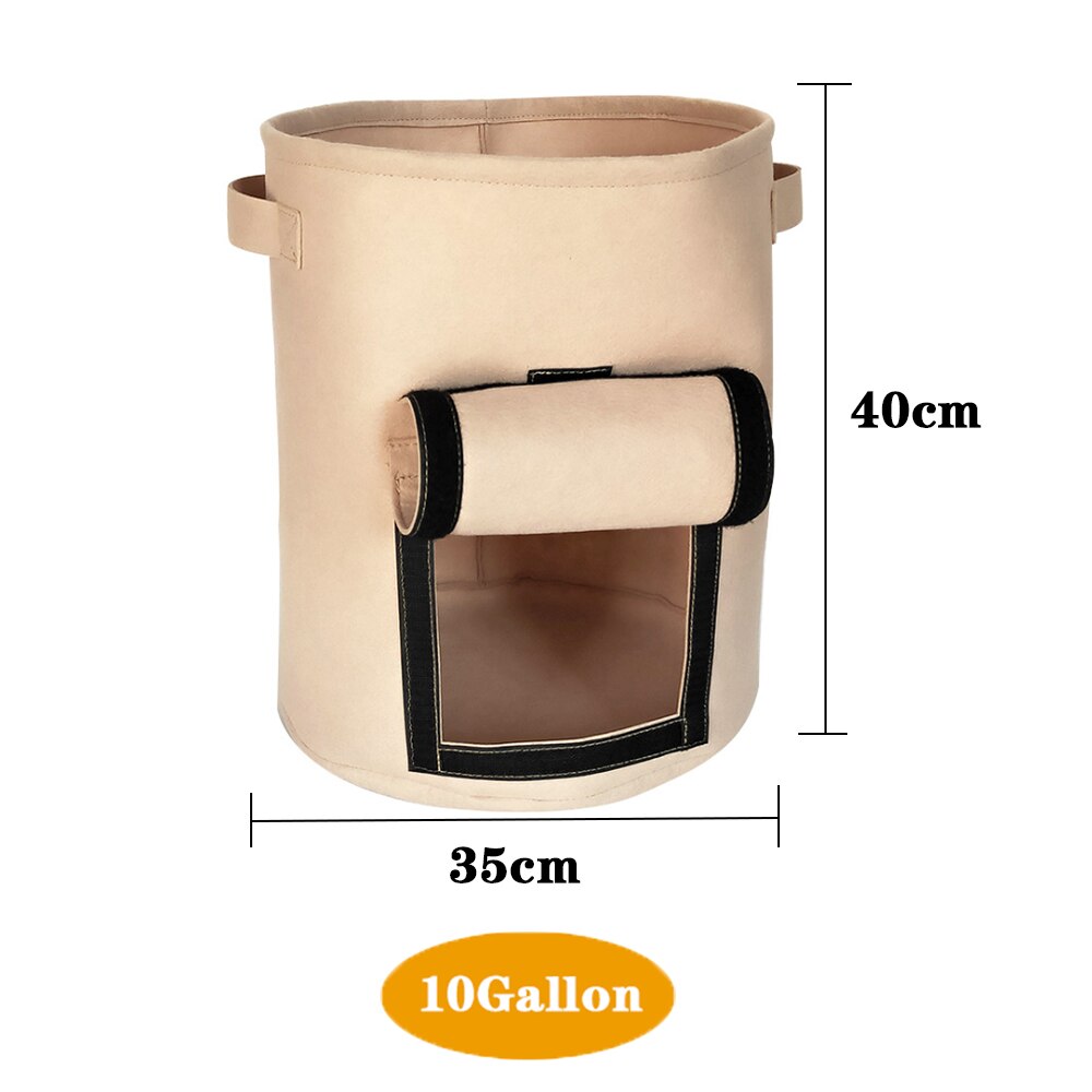 4 7 10 Gallon Garden Plant Grow Bags gardening biodegradable Nonwoven Cloth Pot Gardening Bag Vegetable,Potato Planting Grow Bag: 10 Gallon Brown