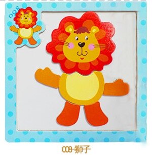 Holzspielzeug 3D Magnetische Puzzle Holz Baby Spielzeug Tiger/Bär Frosch Cartoon Tiere Kühlschrank Magnet Pädagogisches: Lion