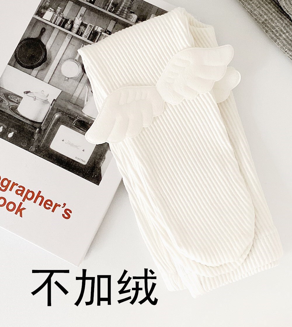 Collant in cotone per ragazze carino ali d'angelo collant bambini autunno inverno traspirante collant per bambina calze bianche per bambini: White / 9m