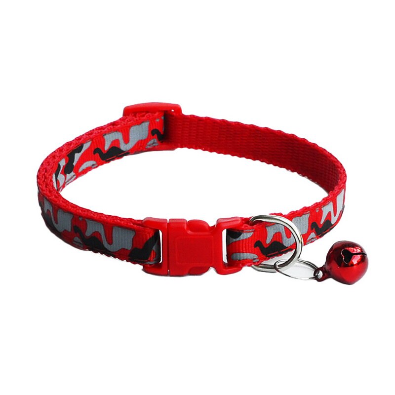 Colliers pour chiens et chats, collier camouflage en polyester avec clochette, collier réglable pour petit chien