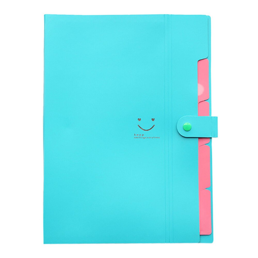 A4 5 Pockets File Folders Bill Folder Binder Filing Clip Large Pouch Document Holder Business File Organizer Office Supplies: lake blue