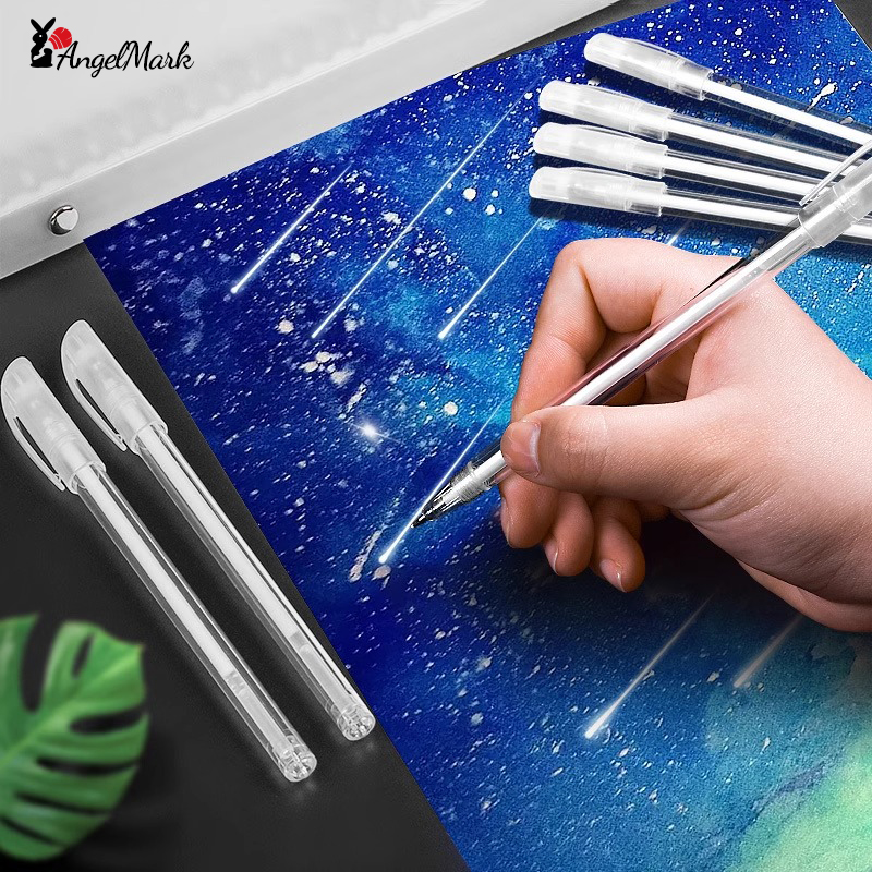 Stylo à encre Gel blanc classique, rouleau de gelée, marqueur pour surbrillance artistique, 3/6/12 pièces, blanc brillant, argent, or, peinture artistique, stylos à dessin