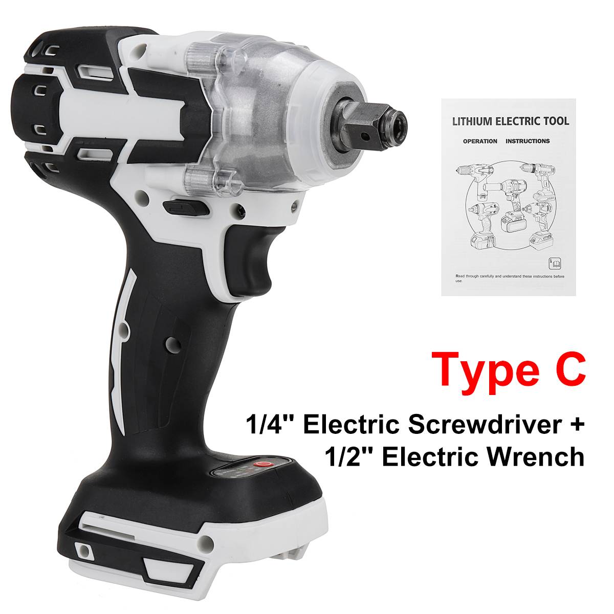 Drillpro bezszczotkowy akumulatorowy elektryczny klucz udarowy wkrętak akumulatorowy 1/2 "i 1/4" klucz elektronarzędzia robić akumulatora Makita 18V: rodzaj C