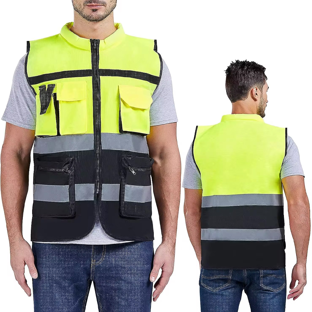 Gilet de sécurité réfléchissant haute visibilité, vêtements de travail réfléchissants pour travailleurs de la Construction et la circulation routière, vêtements de cyclisme pour moto