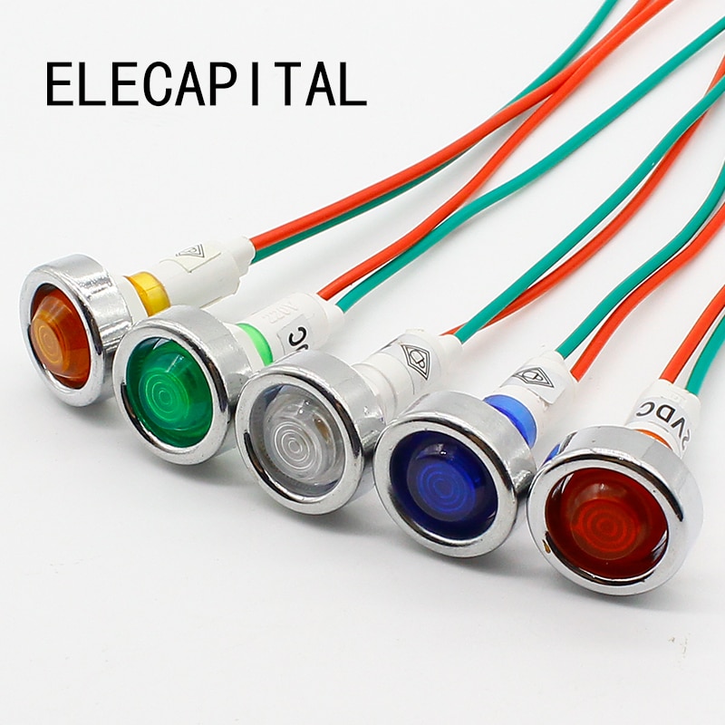 10Pcs 10Mm 12V Led Lampje Met 18Cm Draad Sigal Lamp