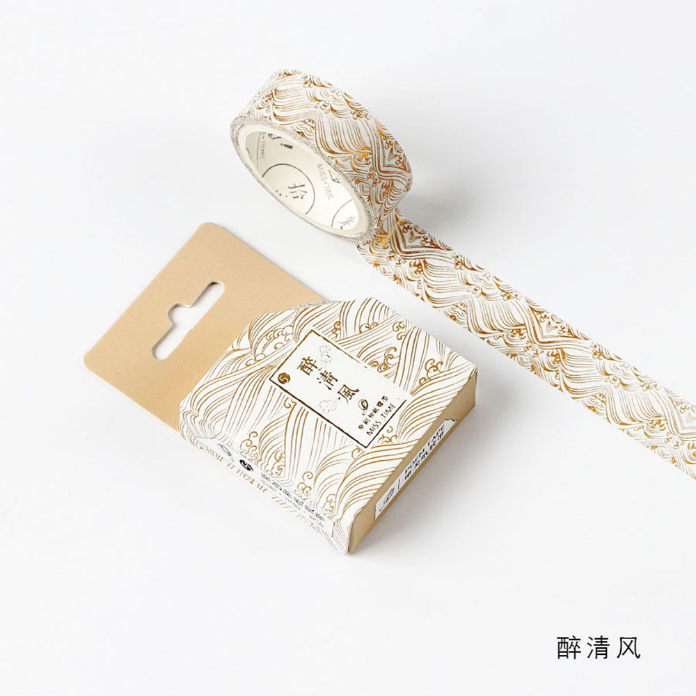 1Stck Gold Folie DIY Handwerk funkeln Papier Klebstoff Aufkleber Chinesische aufbringen Washi Band Jahrgang Klebstoff Washi Band Stationäbetreffend: 12