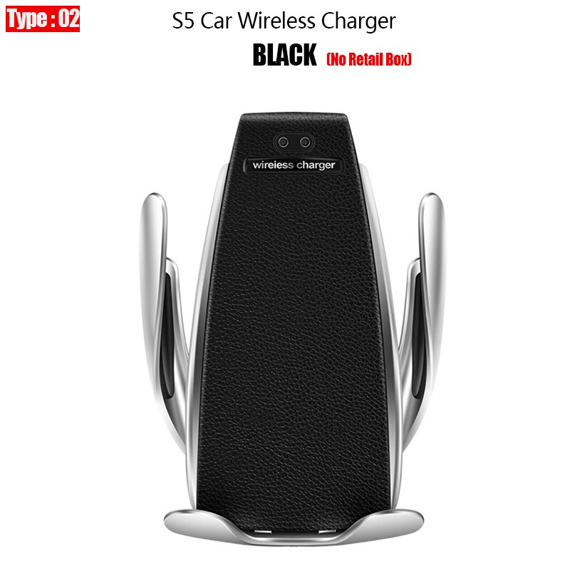 10 W Qi Draadloze Oplader Voor Iphone 11 Pro Xs Max X 8 Samsung S20 S10 Draadloze Snelle Opladen Infrarood automatische Auto Clip Beugel: Type 2 Black