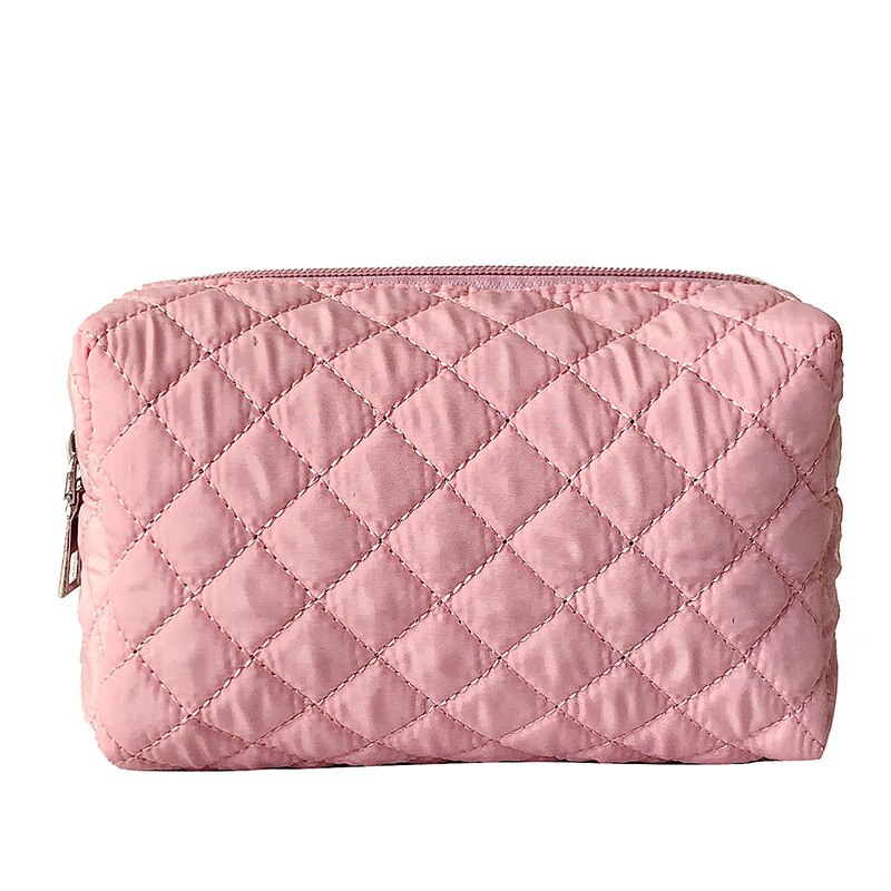 Vrouwen Cosmetische Zak Effen Multifunctionele Reizen Make Up Zakken Rits Make-Up Geval Pouch etui Rood Zwart: Roze