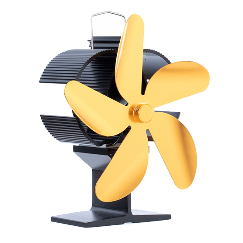 L38C 5 Blades Stove Fireplace Fan Silent Flue Pipe Fireplace Fan Eco-friendly Heat Powered Stove Fan for Gas Pellet: GD