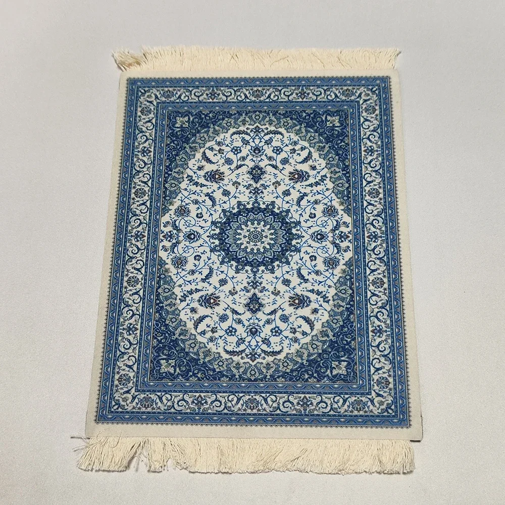 Woven flower Persian carpet small coaster merchants mouse pad desk mat retro style rubber non-slip computer mats: Dark Brown