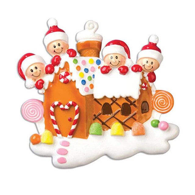 DIY Name Blessing Christmas Tree Ornament Family Xmas Lockdown Decoration: Family Member of 4