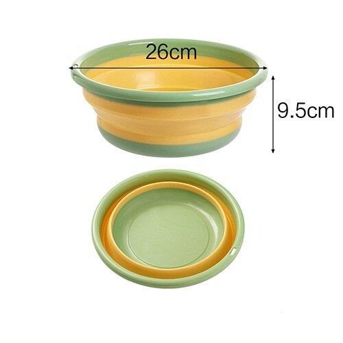 Folding Wash Basin Plastic Portable Outdoor Travel Laundry Tub Thickened Kitchen Vegetable Sink Household Cleaning Tools: A-Green-S