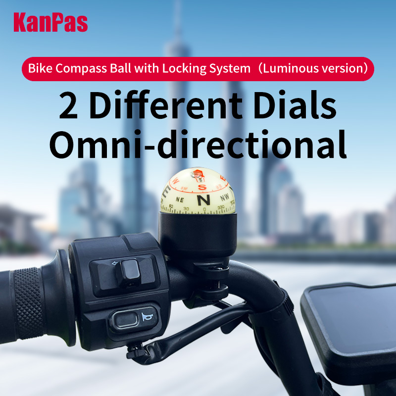 Kanpas lysende sykkelkompass med låsesystem / sykler og motorsykler kompass / styrekompass / sykkeltilbehør