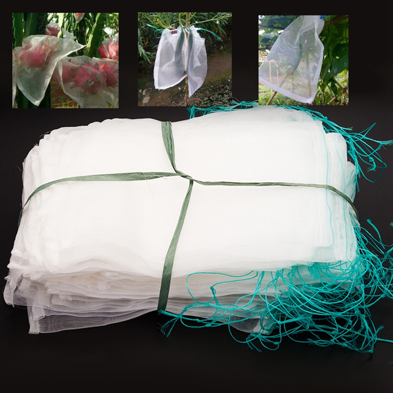 10pcs Multi Size 40Mesh Garden Plant Vegetable Fruit Protect Drawstring Net Bag Against Insect Pest Bird Safe Nettings