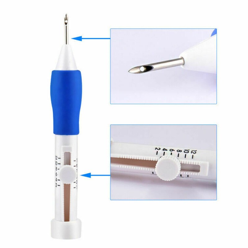 Pluma de bordado mágico, aguja de punzón, costura de bordado a mano con juego de 3 agujas de punzón, accesorios para herramientas de bordado de punto de cruz