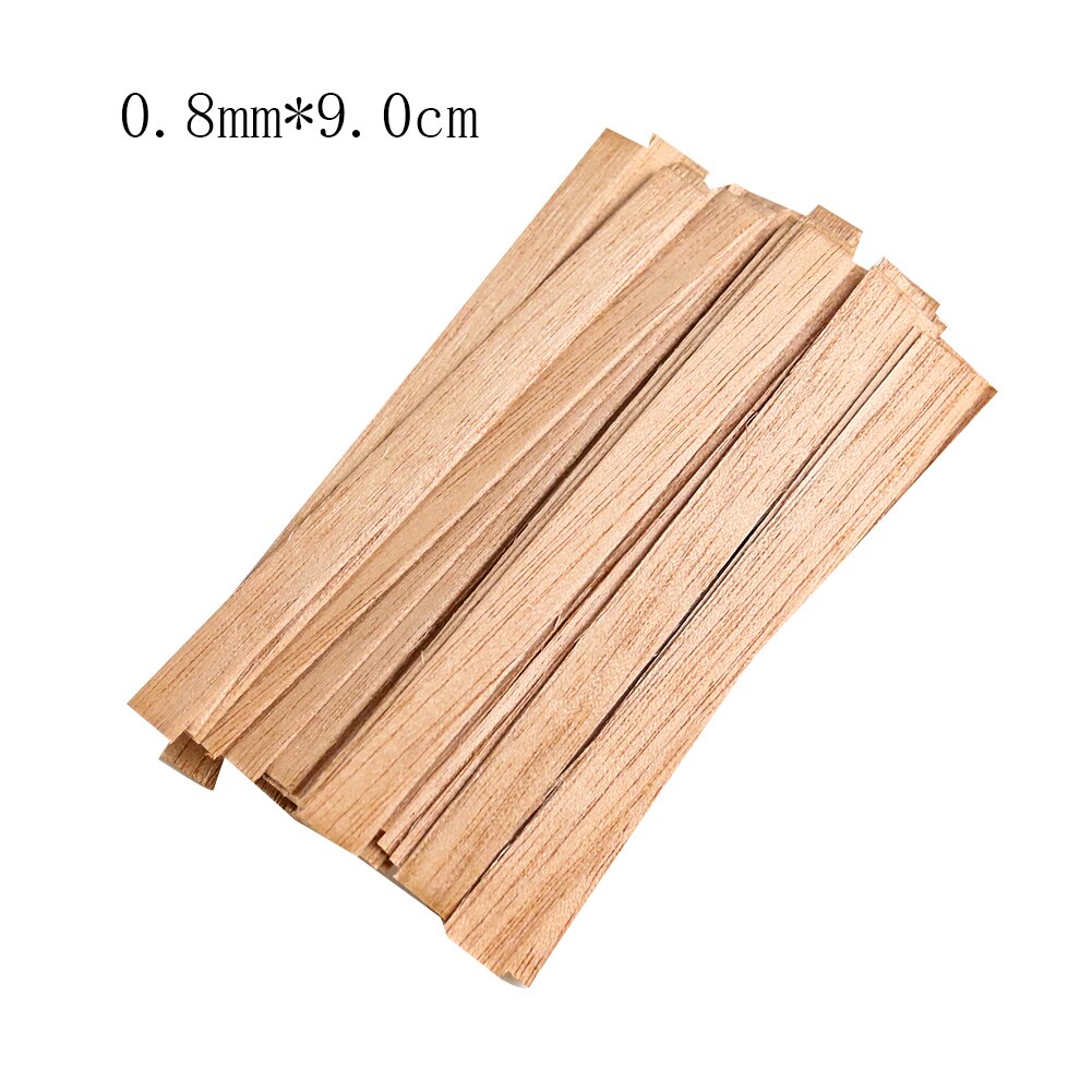 50 Uds. De mechas de madera para velas, 8mm, 10mm, 15mm, con pestaña de soporte, núcleo de mecha, suministros de fabricación de velas, accesorios de cera de Parffin: 0.8x9cm