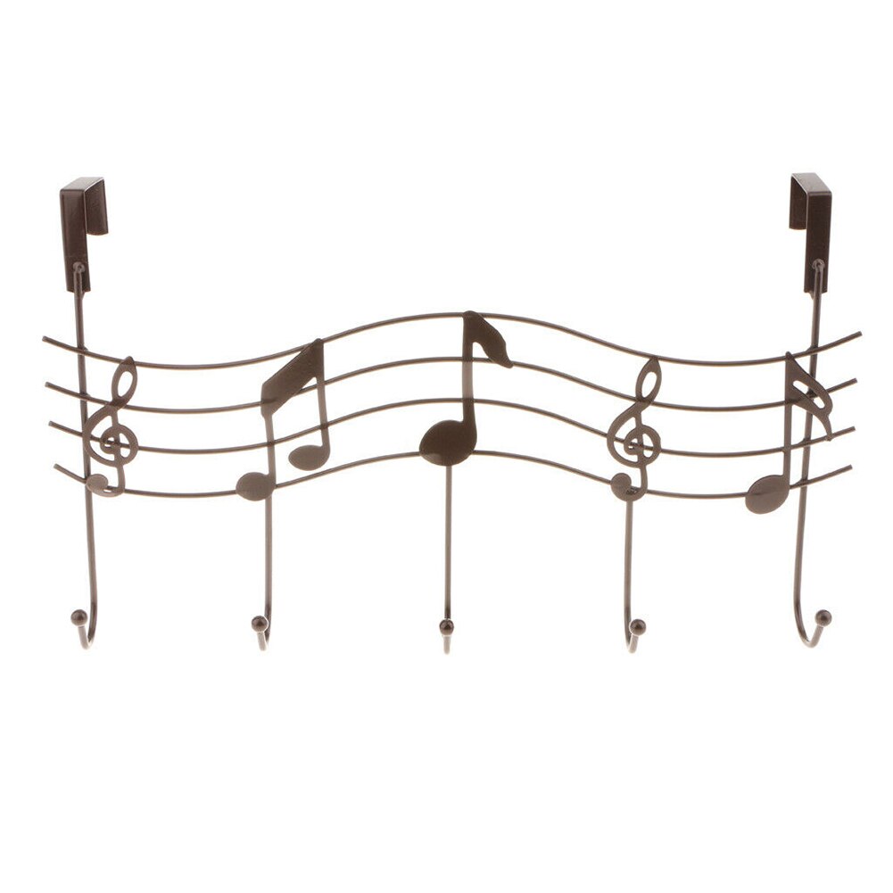 Perchero para colgar por encima de la puerta, 5 ganchos, para casa, oficina, baño, toalla, nota Musical, tienda TSH: coppery