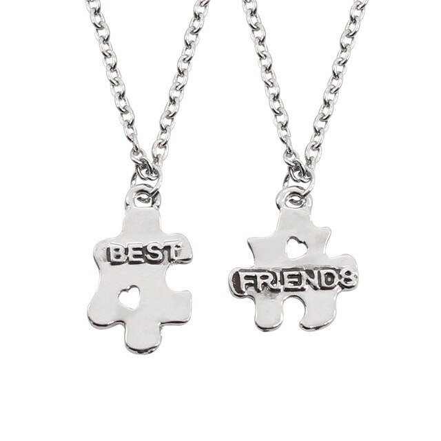 Best Friends Pendant Necklace Women Men Splicing Geometry Pizza Love Heart Necklaces Couple BFF Friendship Jewelry Colar: heart best friends