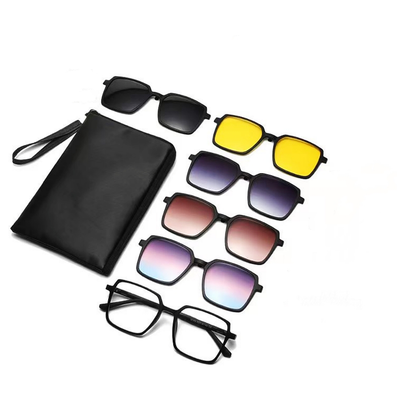 YIMARUILI Ultra-light 1+5 Magnetic Clip TR90 Round Retro Square Optical Prescription Eyeglasses Frame For Men and Women