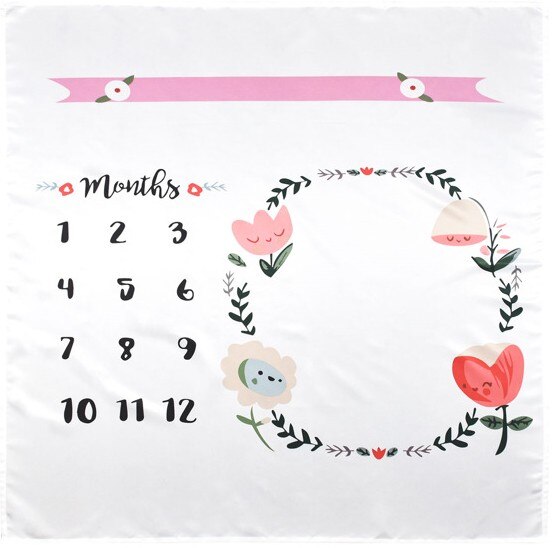 Kleinkind Baby Meilenstein Decke DIY Foto Fotografie Requisiten Neugeborenen Blume knapp Gedruckt Monatlichen Wachstum Decken Hintergrund Tuch: 2