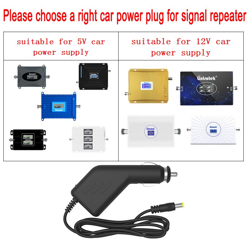 Enchufe de alimentación de coche 5v 12v para 4G LTE DCS 1800 2G GSM B8 900MHz 3G UMTS WCDMA 2100 Lintratek, amplificador de refuerzo, repetidor de señal