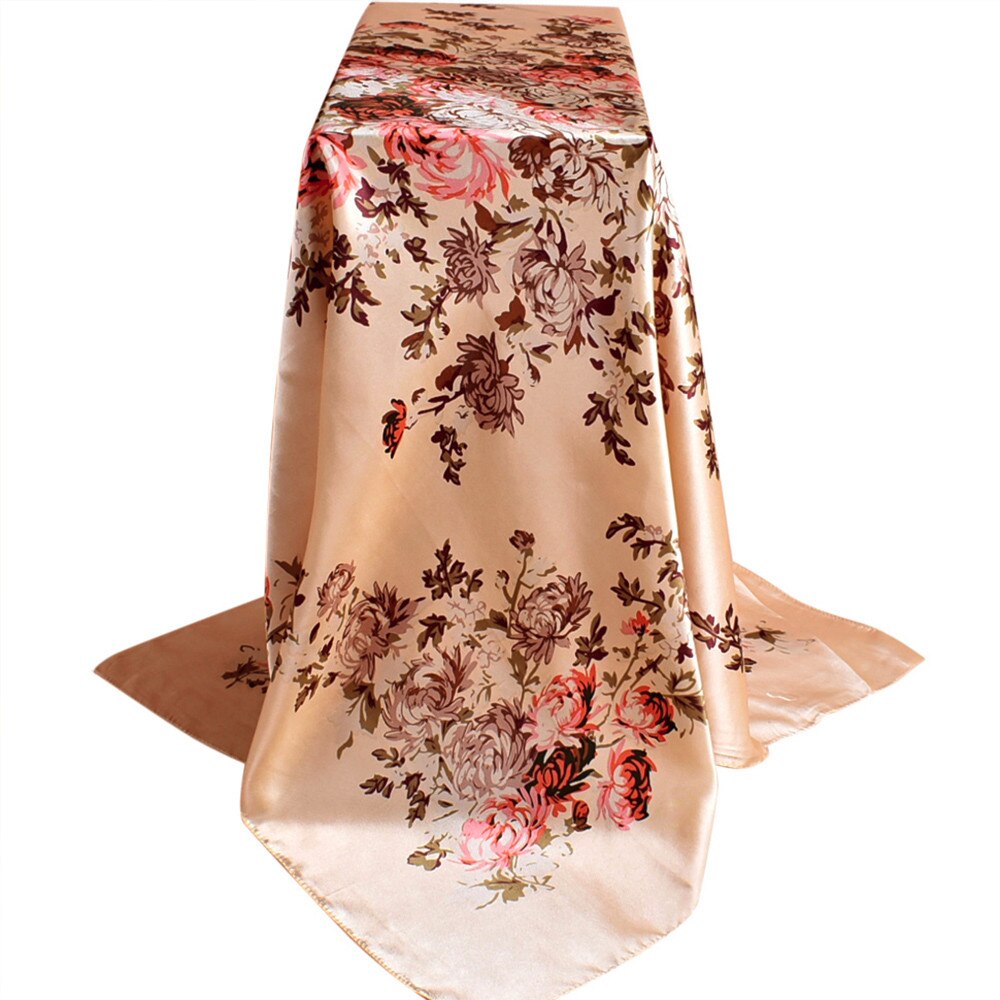 Printed Neckerchief Scarf For Women Silk Satin Headband Hair Scarves Female Shawls Head Scarfs For Ladies Hijab: Gold 