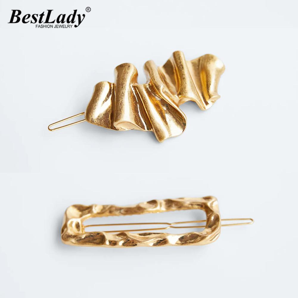 Best Lady ZA Vintage Metal Hair Barrettes for Women Rock Luxury Gold Color Shiny Hair Accessories Jewelry Wedding Party