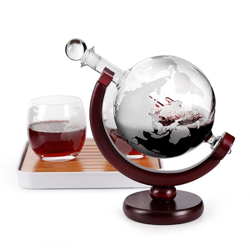 Carafe de de Globe gravé avec le verre gravé de boule pour le whisky de liqueur Bourbon QP2