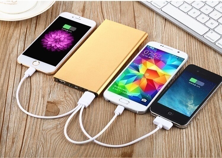 Power Bank Ultra-mince Portable 30000mAh, chargeur de téléphone Portable avec 2 ports USB et éclairage LED, pour voyage en plein air, batterie externe