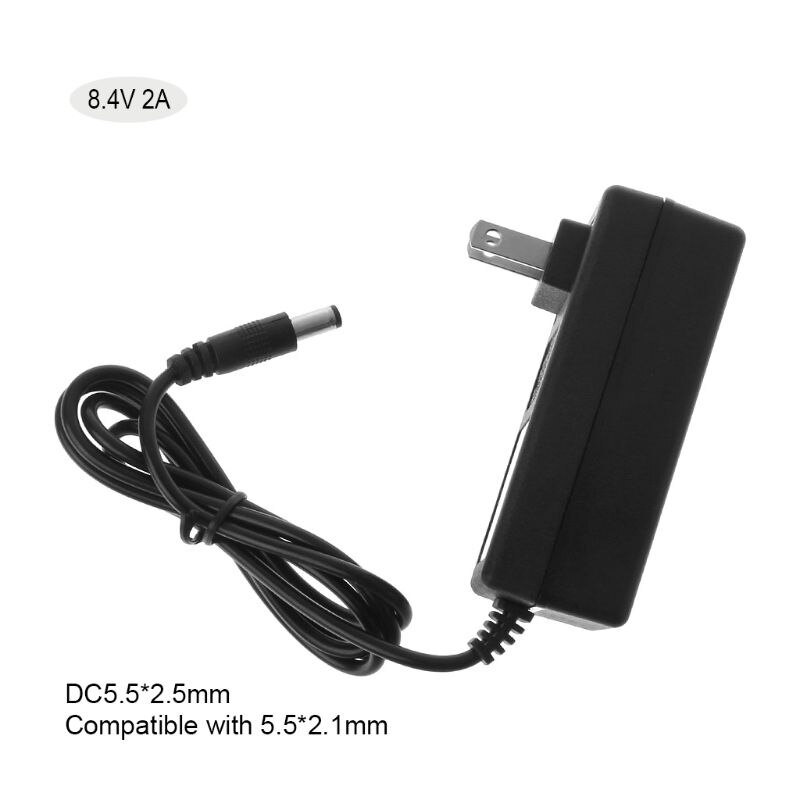 Batteriladdare 8.4v dc 2a intelligent litium li-on strömadapter eu us plug transformator full stop automatiskt