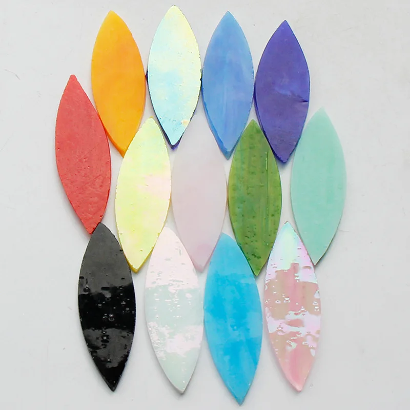 Farbe Blattförmige Mosaikfliesen Buntglasmosaik DIY handgemachte Untersetzer Mosaik Puzzle Herstellung Kunst Wanddekoration Lieferungen