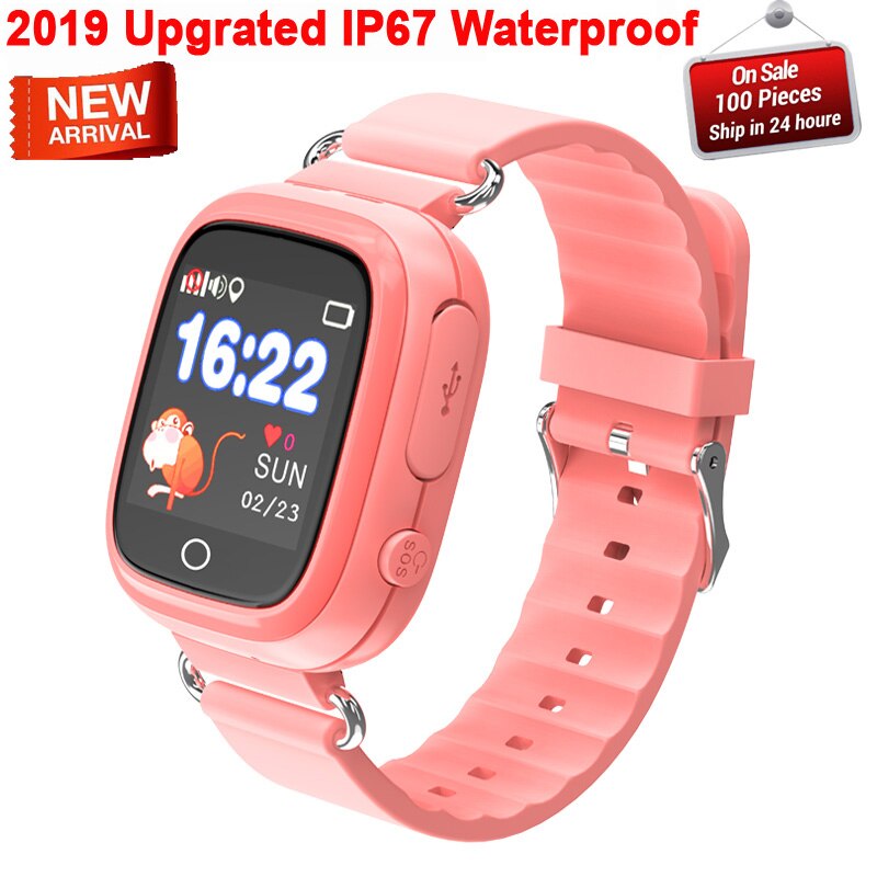 Neue Q90 GPS Telefon Positionierung freundlicher Uhr 1,22 Zoll Farbe berühren Bildschirm freundlicher SOS Clever Uhr PK Q80 q50 Q12: Neu wasserdicht Rosa / Russisch Wifi Ausführung