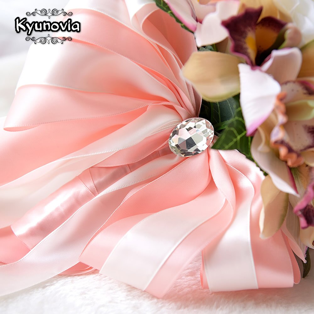 Kyunovia soie mariage Bouquet fleurs mariage souvenir Bouquet mariée Bouquet corail Rose et Rose hortensia mariage Bouquet FE36
