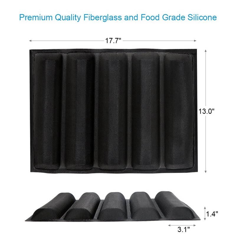 Molde de silicona para Pan de Baguette, molde de Pan perforado antiadherente, moldes para perros calientes, revestimientos para hornear, molde de Pan