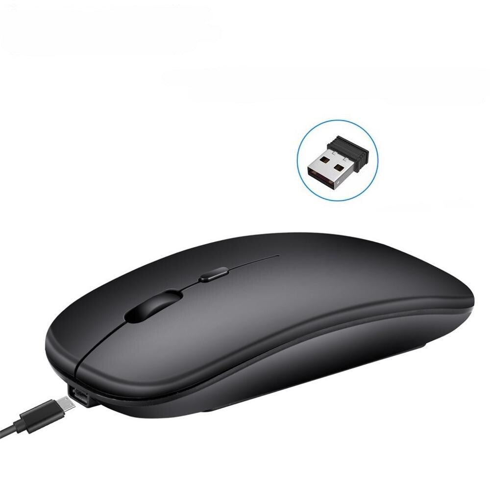 Wireless Touch Mouse Optical USB Receiver Slim Silent Ergonomic Magic Mice For Apple Mac OS Windows Computer Laptop PC: 2.4Ghz Black