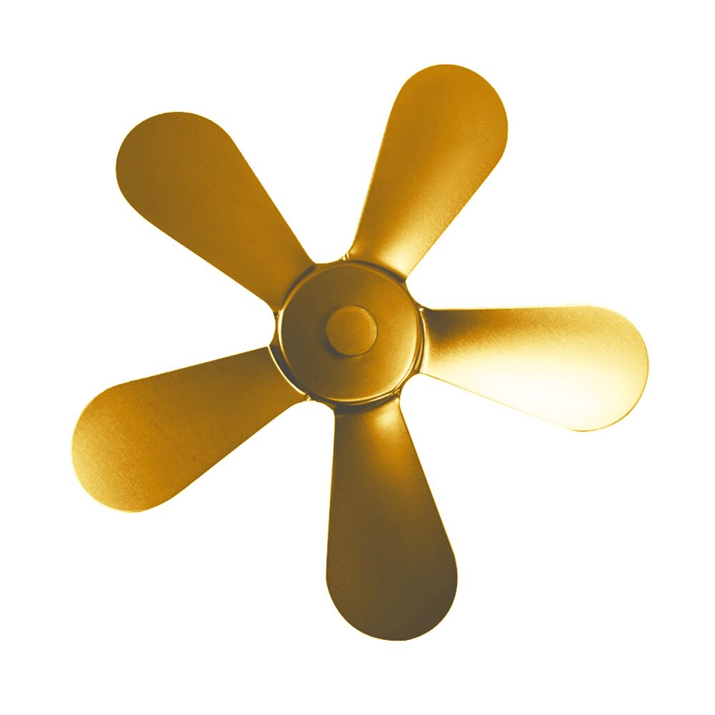 5 blade aluminiumslegering brændeovn blæserblad varmedrevet komfur blæser vinter hjem brænde brænde varmefordeling lydløs brændeovn blæser: Gylden