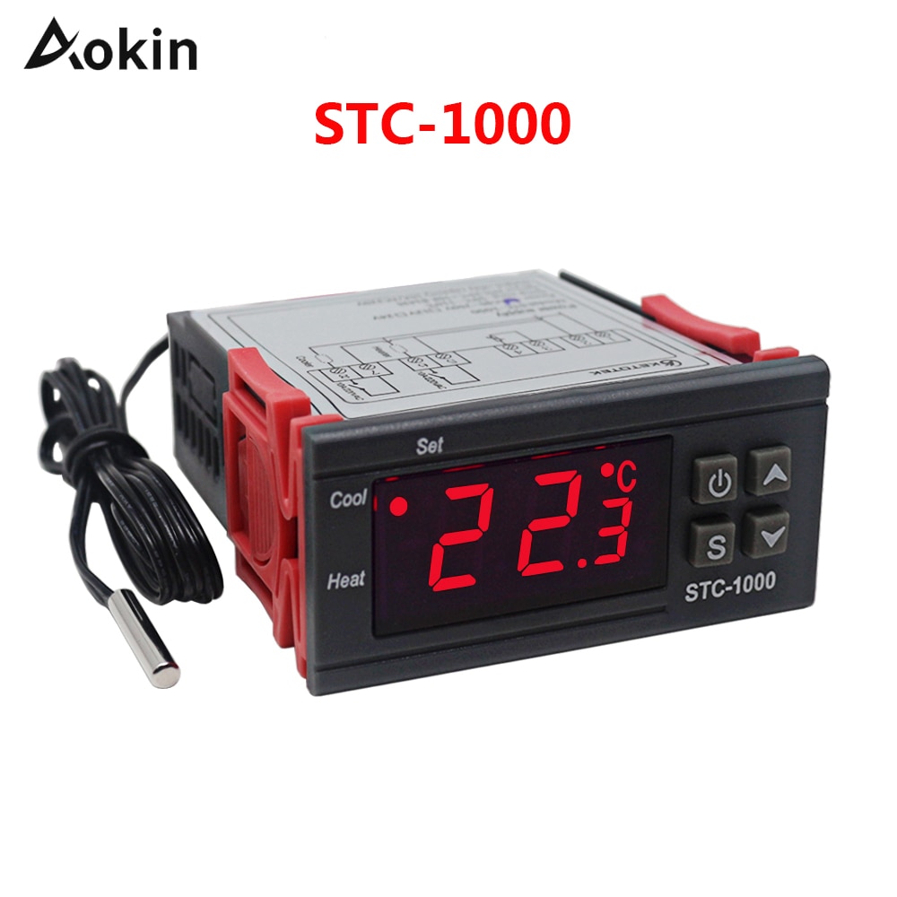 Digitale Temperatuurregelaar Fahrenheit Celsius Thermostaat Met Ntc Sensor 2 Relais STC-1000 ITC-1000 Voor Koelkast