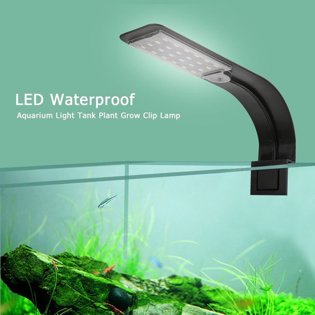Super Slim LED Aquarium Light Lighting plants Grow Light 5W/10W/15W Aquatic Plant Lighting Waterproof Clip-on Lamp For Fish Tank: Black White