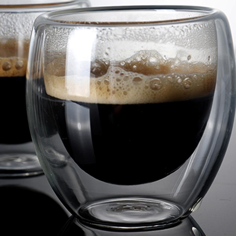 6 st 80ml dubbelvägg isolerat klart glas kopp kaffe te mjölk vatten mugg