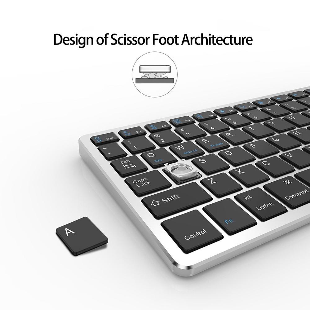 Bluetooth Keyboard, Rechargeable Portable BT Wireless Keyboard with Number The full size keyboard includes fast-access keys